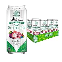 Steaz Organic Lightly Sweetened Iced Green Tea, Super Fruit, 16 FL OZ (Pack of 12) - SET OF 2