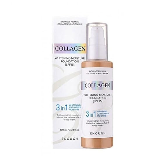 Enough Collagen 3in1 Whitening Moisture Foundation SPF15, 3.38 fl oz/ 100ml - Brightening, Moisturizing, Anti-Aging, Korean Skin Care Makeup (#23 Natural beige, 3.38 fl oz / 100ml)