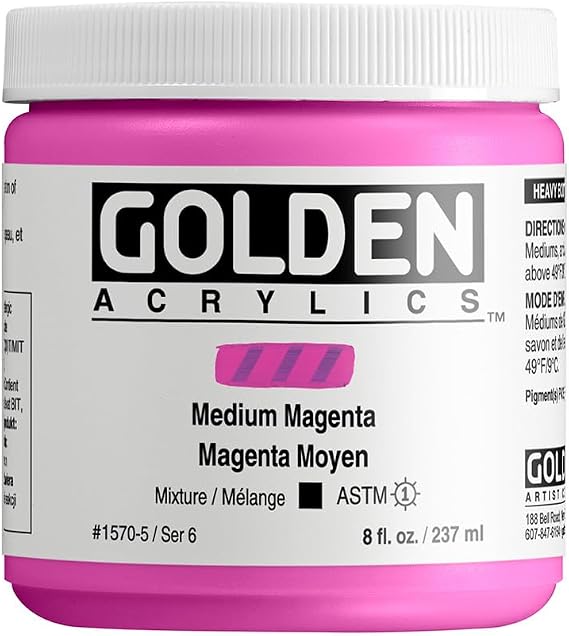 GOLDEN Heavy Body Acrylics, Medium Magenta, 8 fl. oz. Jar