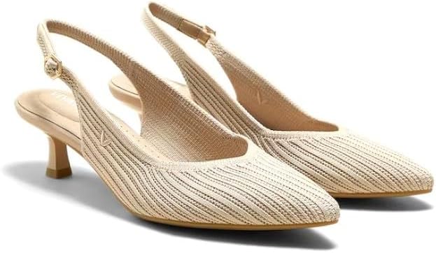 VIVAIA Selena Pointed-Toe Kitten Slingback Elegant Arch Support