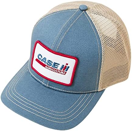 Case IH Officially Licensed Mens Trucker Hat Adjustable Snapback, Embroidered Patch, Breathable Mesh Baseball Cap, US, Alpha, One Size, BlueWhite