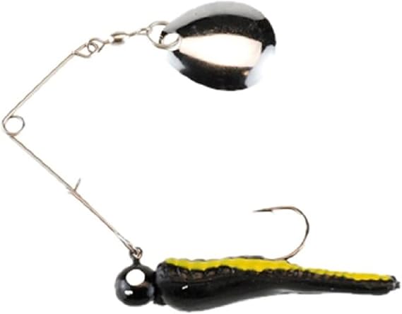 Berkley Johnson Beetle Spin Nickel Blade Fishing Hard Bait, Black/Yellow Stripe, 1 1/8in - 1/16 oz