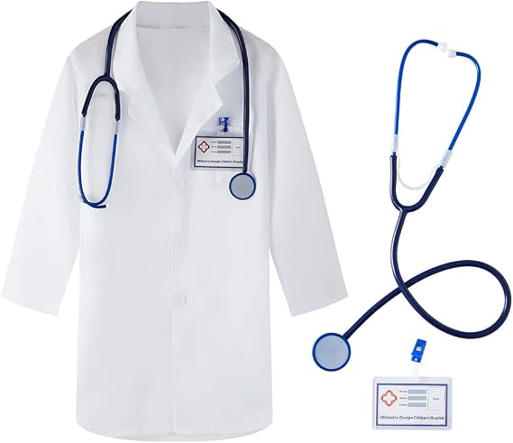 Toddler Boys Girls Doctor Lab Scientist White Coat Costume Halloween for Kids Role Play