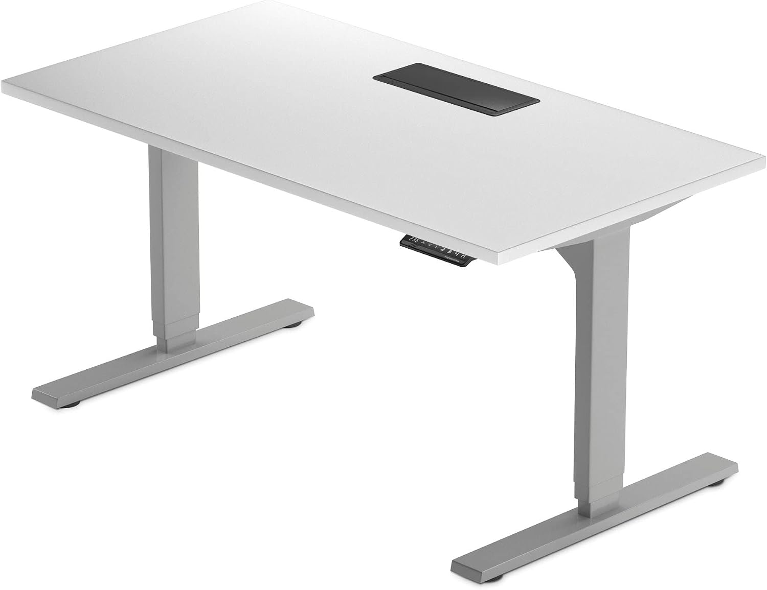 Progressive Desk Standing Desk 60x30. Dual Motor, 3 Stages Height Adjustable Stand up desks for Home Office, 60 inch -Grey Oak, Black Frame