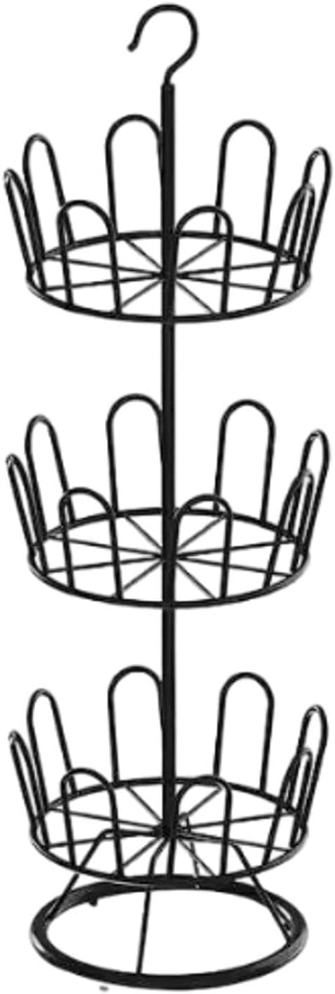 Revolving Shoe Rack Round Shoe Organizer Rack Modern Shoes Drying Standing Circular Shoe Rack Shoe Tree Rack for Laundry Room, Black 3 Tiers