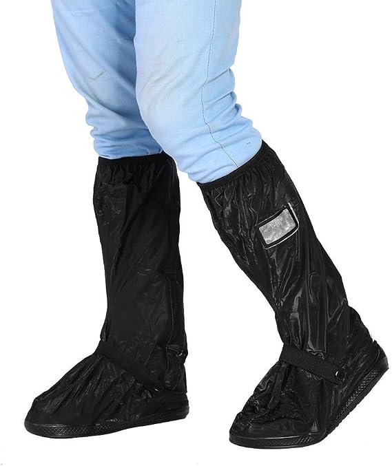 Motorcycle Non-Slip Rain Boot Cover, Motorcycle Scooter Bicycle Riding Waterproof Shoe Cover Non-Slip Rain Boot Cover Reusable Motorcycle Boot Cover Rain Gear(XL-Black)