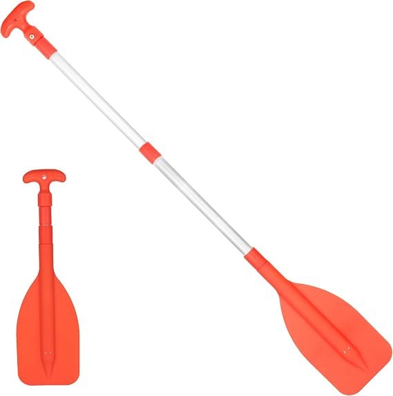 Five Oceans Emergency Telescoping Paddle, Boat Paddles, Floating Orange Paddle, Extends from 21" to 42", Compact Design for Easy Storage, Strong Anodized Aluminum Shaft