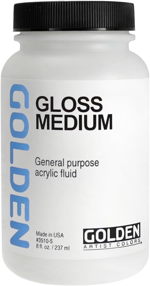GOLDEN Gloss Medium, 8 fl. oz. Jar, Professional Acrylic Medium, Transparent
