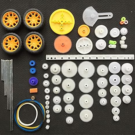 78 Parça Plastik Dişli Seti Tekerlek Çark Mil Lastik Kremayer RC Oyuncak Robot Araba Motor Aksesuar Yedek Parça