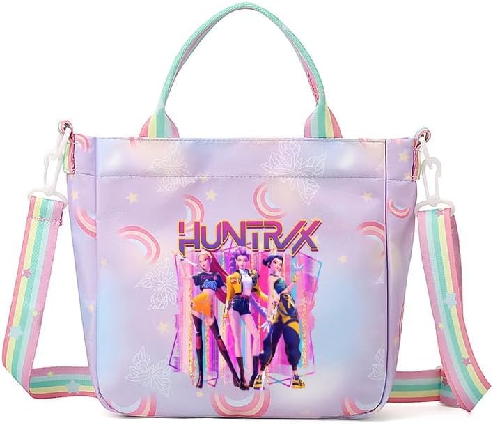 For Demon Hunters crossbody bag, For Korean idol,also a shoulder bag, features a cartoon pattern design. (Purple)