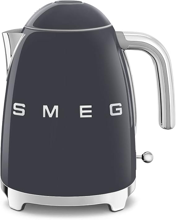 SMEG KLF03 Electric Kettle 1.7L (7 Cup), Retro Hot Water Boiler for Tea & Coffee, Fast Boiling, Auto Shut-Off, Soft Open Lid, 360 Swivel Base Countertop Kettle Slate Grey