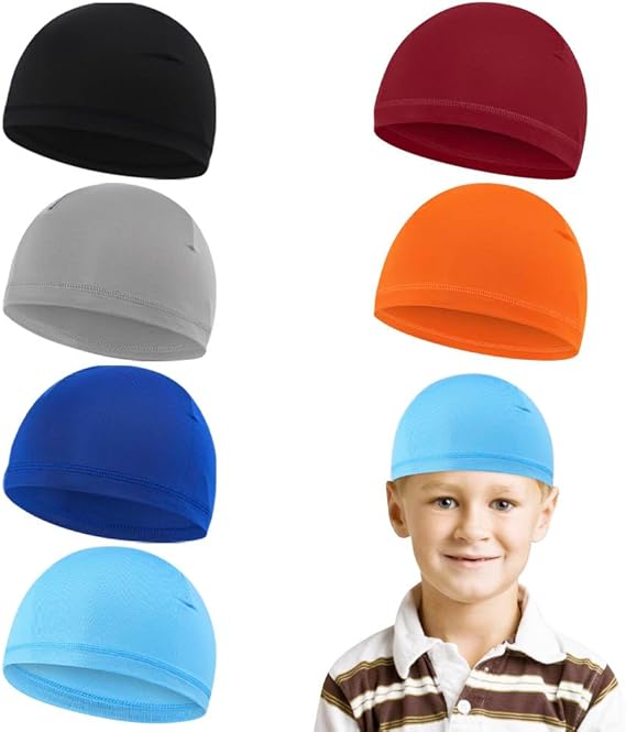 6Pcs Cooling Skull Caps for Kids Sweat Wicking Helmet Liner | Breathable Lightweight Quick Dry Hard Hat Liner for Cycling Motorcycle Football Basketball Workout Sports
