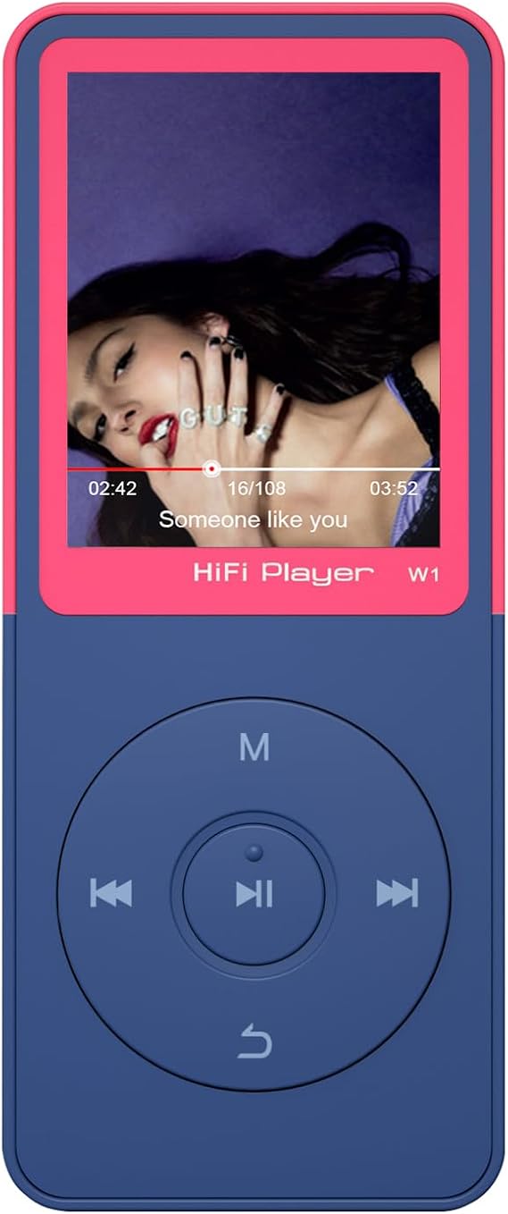 Mp3 Player No Bluetooth,HiFi Lossless Sound Mp3 Players,Digital Portable Mp3 Music Player,Build-in Photo Viewer/Video/FM Radio/Voice Recorder/E-Book,Classic Mp3 with SD Card Slot Red 24GB