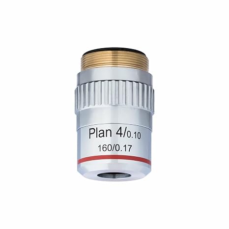 AmScope PA4XK-V300 4X Plan Achromatic Objective, Knurled Ring