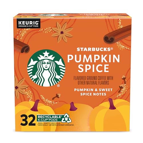 Starbucks K-Cup Coffee Pods, Pumpkin Spice Flavored Coffee for Keurig Brewers, 100% Arabica, Limited Edition, 1 Box 32 Pods