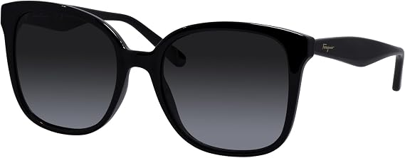 Salvatore Ferragamo SF 1072S 001 Black Plastic Square Sunglasses Grey Gradient Lens, 56-19-140