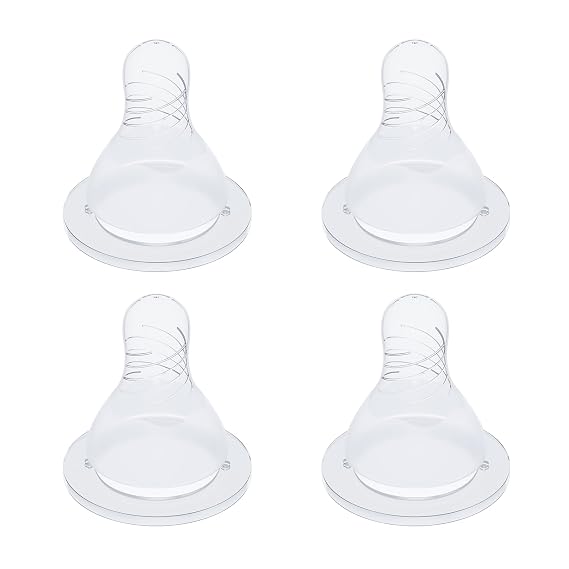 Silicone Baby Nipple for Dr Brown's Natural Flow Level 1 Narrow Baby Bottles, Soft Bottle Nipples for Baby 0m+, Slow Flow, 4-Pack