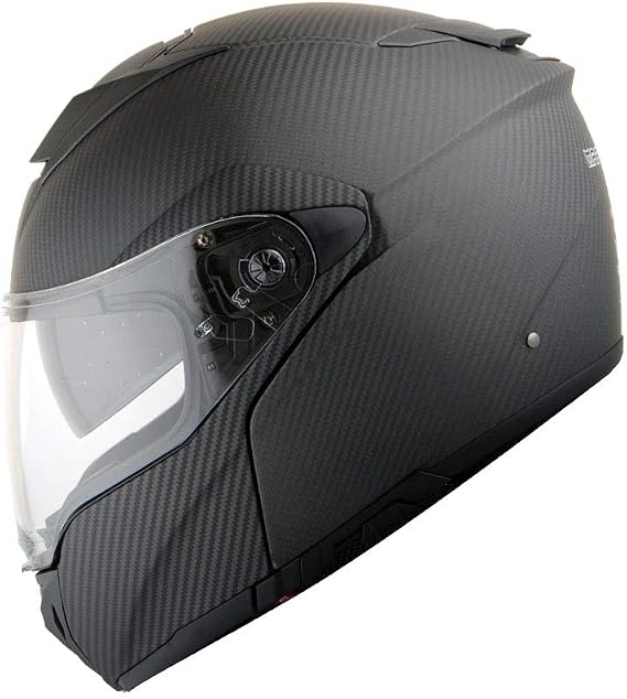 Martian Genuine Real Carbon Fiber Build Motorcycle Modular Flip up Full Face Helmet Black Motocross Dual Sports, DOT Approved