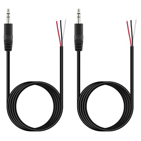 Fancasee 3.5mm 1/8" to Speaker Wire, 2-Pack 6FT 3.5mm TRS Stereo Male Plug to Bare Wire Pigtail Connector Adapter Repair 3.5mm Jack Audio Cable for Speaker Headphone Headset Earphone
