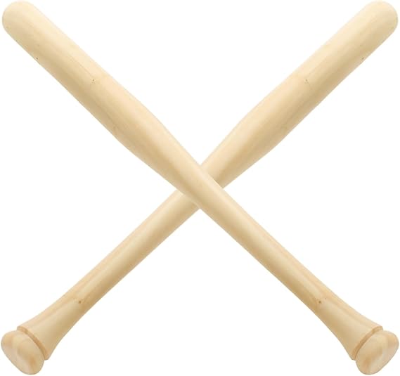 Tebery 2 Pack Wood Baseball Bat Softball Bat, 24 Inch Self Defense Bat Teeball Bat Unfinished for Painting DIY Craft Projects Ball Sports Party Favors