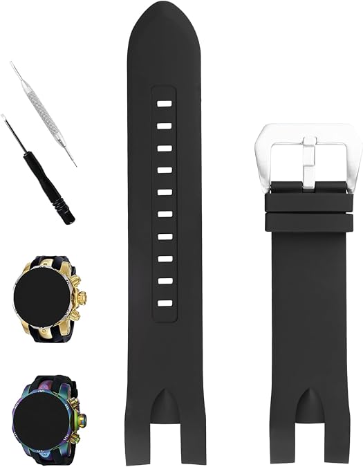 XIW Compatible for 26mm Invicta Reserve Collection Venom 5732 1219 6118 6117 6105 6116 6110 14467 16149 18535 Rubber Watch Band Replacement for men Silicone Wirstband Strap women Bracelet