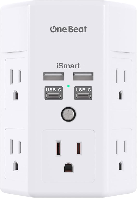 One Beat Surge Protector Wall Outlet Extender,3-Sided Outlet Splitter 1680J