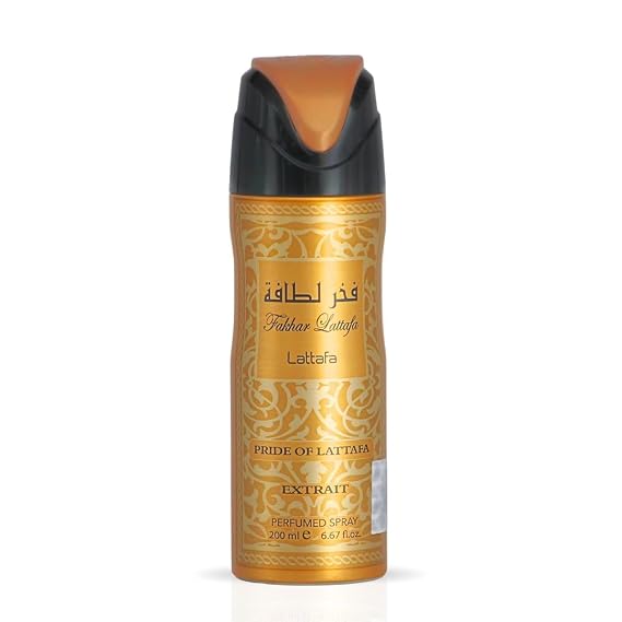 Lattafa Fakhar Gold Extrait for Men - Fresh, Spicy, Floral, Leather - Perfumed Deodorant Spray, 6.67 Ounce / 200 ml