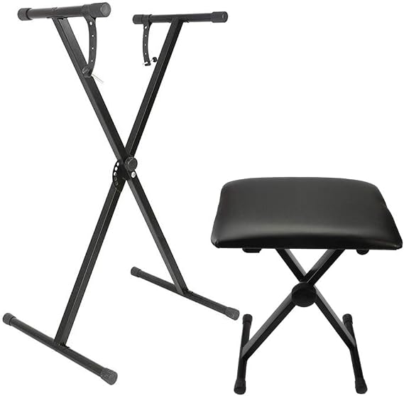 ShowMaven Heavy Duty Keyboard Stand and Bench, Adjustable Height and Portable (Single-X)
