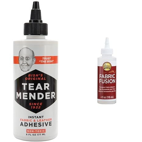 Tear Mender - TTB-6-D-B Instant Fabric and Leather Adhesive, 6 oz Bottle, TG06H & Aleene's 23473 Fabric Fusion Permanent Fabric Adhesive,Clear,4oz