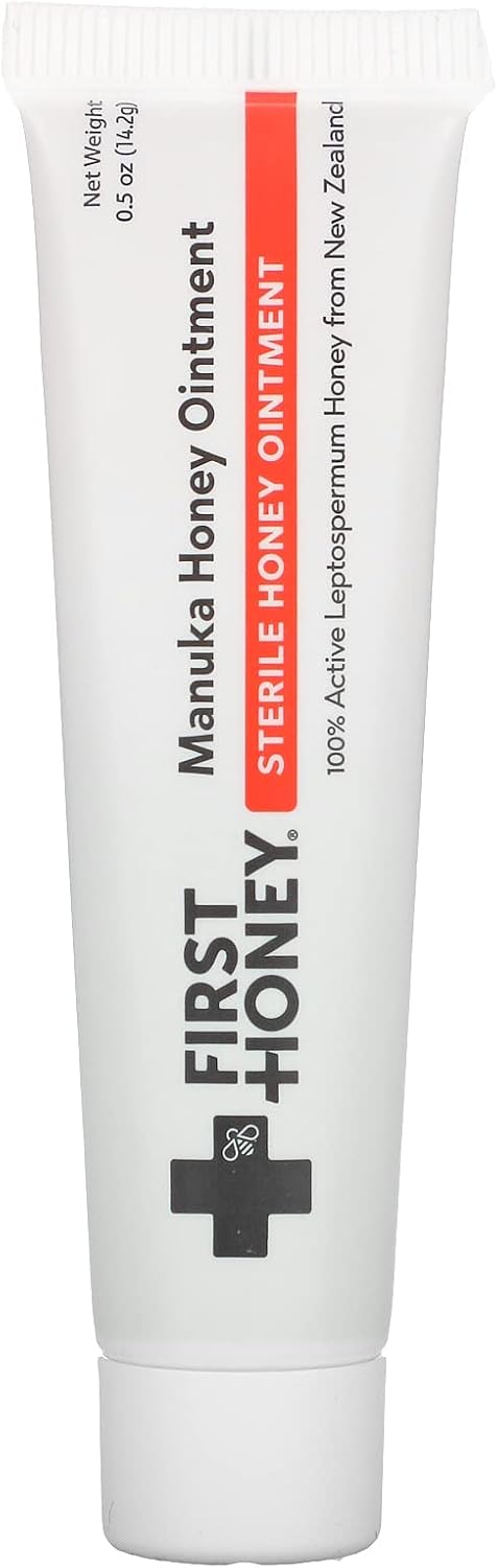 First Honey Wound Healing Ointment 0.5 oz | 100% Active Leptospermum | Fast Relief & Skin Repair | Manuka Honey from New Zealand Antibiotic Free Burn Care, Scar Gel, Dressing Aid