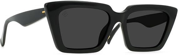 RAEN Keera W's Cat-Eye Sunglasses, Recycled Black/Smoke Polarized, 54mm & Wipe