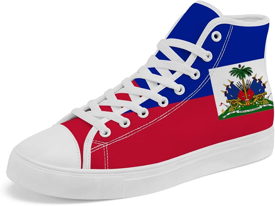 Flag High Top Canvas Shoes High Top Sneakers Lace Up Casual Shoes for Men Women