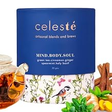 CelesTe Mind Body Soul - Cinnamon Spice Tea - Premium Blend with Ginger, Spearmint, and Holy Basil | 100% Natural Loose Leaf Green Tea (50 gm) (25 Cups)