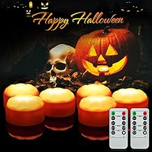 Litake 6 Pack Halloween Pumpkin Lights, LED Flickering Jack-O-Lantern Lights Outdoor, Battery Operated Light up Pumpkins with Remote and Timer, Pumpkin Tea Lights Candle for Halloween Decorations