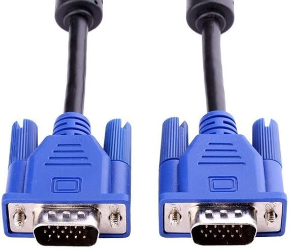 HD15 15Pin Gold Plated DB15 VGA Male to Male Monitor Cable to TV Computer Monitor DVD Wire Cord (5 Ft Blue Connector)