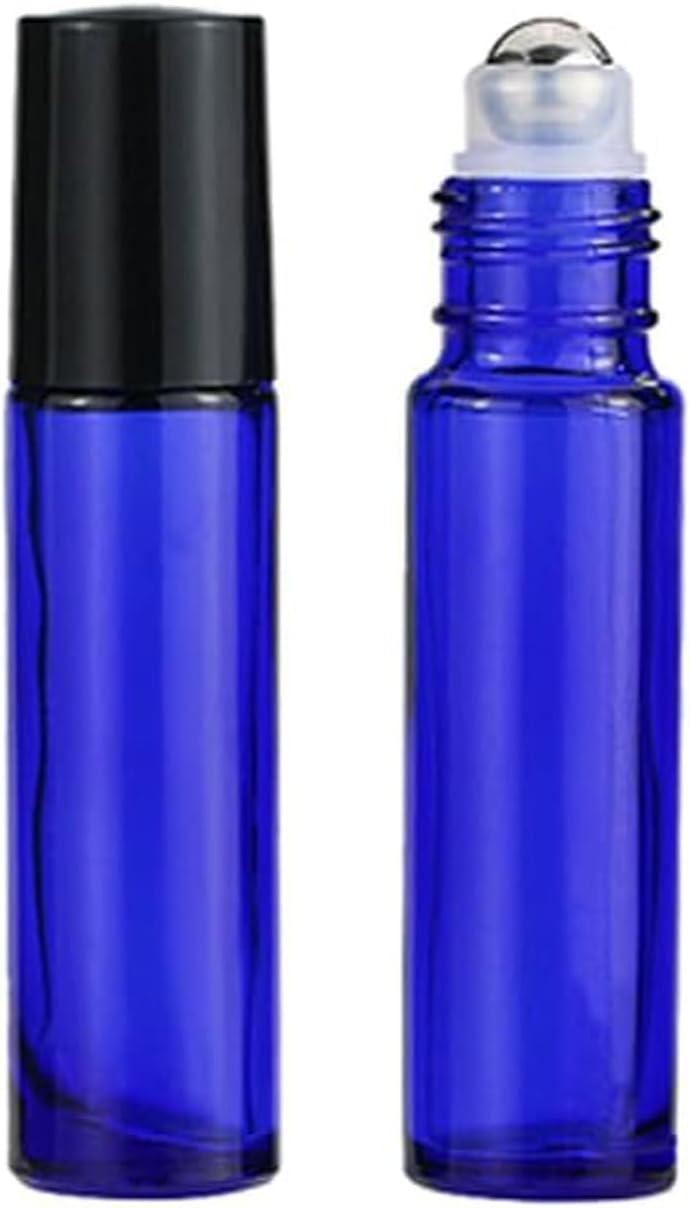 2PCS 10ml Blue Rollerball Bottle Roll on Glass Rolling Ball Applicator Perfume Rollers Empty Roller Ball for Liquid Essential Oils