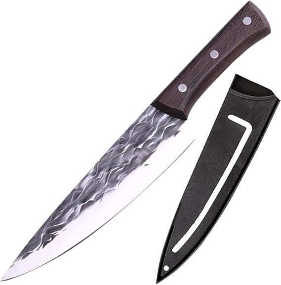 Meat Cleaver,Cleaver Knife, Kitchen Knives Forged Chef Cleaver Butcher Meat Fish Fruit Filleting Cutter Sushi Slicing Utility Knife with Wenge Handle