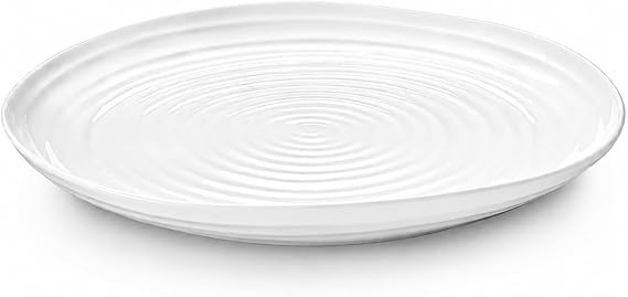 Portmeirion Sophie Conran White Round Platter, 12 Inch Fine Porcelain Serving Dish - Entertaining Plate for Snacks, Sandwiches & Dining - Dishwasher, Oven & Microwave Safe