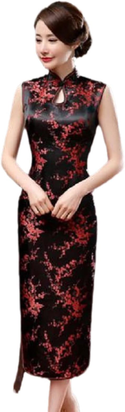 YAROVA Women's Chinese Cheongsam Dress - Sexy Long Slim Qipao Chinese Style Satin Oriental Cheongsam Classic Evening