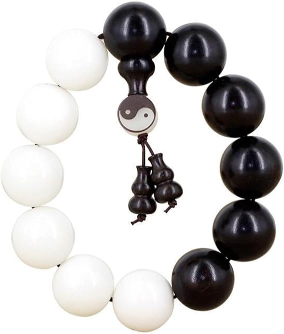 Taiji Bagua Strings Single Circle Dao Beads Buddha Beads Mixed Beads Taoist Rosary Yin and Yang Jade Bodhi Ebony Bracelet,Bracelets(15mm)