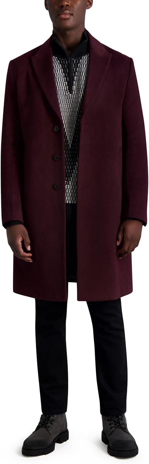 Karl Lagerfeld Paris Men's Notch Lapel Shift Silhouette Coat