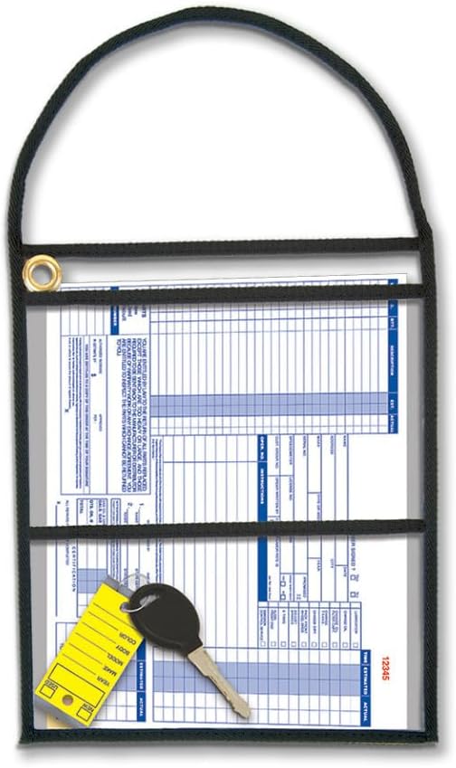 6 Pack, Black Repair Order Jacket: Vinyl Job Jacket with Pocket, 9.5" x 12" - Heavy-Duty Vinyl for Enhanced Durability, Ideal for Protecting Forms & Preventing Key Loss in Auto Repair Shops