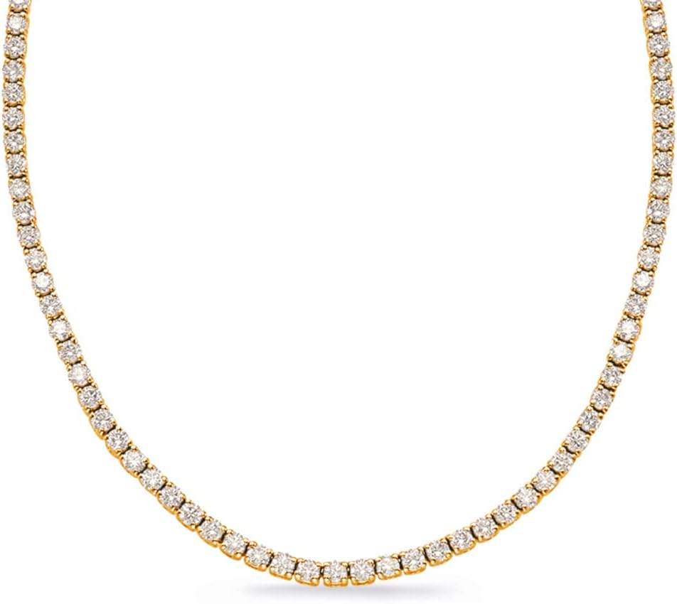3 to 40 Carat LAB GROWN Round 14K White Gold 17 Uniform Straight Diamond Tennis Riviera Necklace E-F Color, SI1-SI2 Clarity Graduating Premium Collection 4 Prong