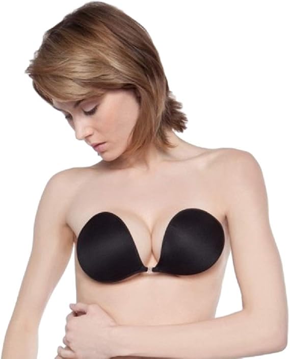 Nubra Feather Lite Adhesive Bra Black, Size E | Strapless, Backless, Invisible Support for Large Busts
