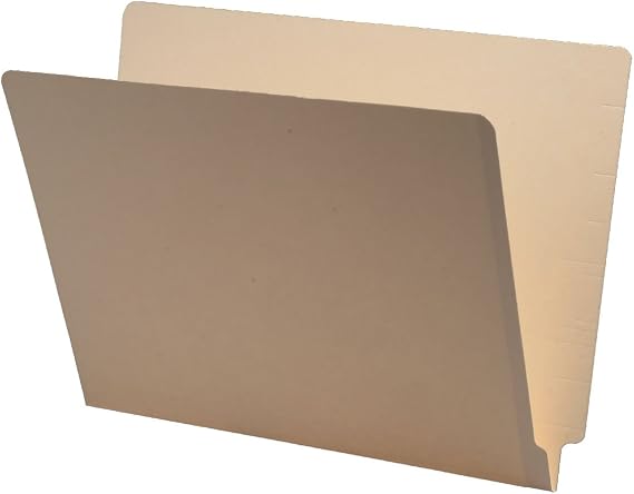 11 pt Manila Folders, Full Cut 2-Ply End Tab, Letter Size, Drop Front (Box of 100)