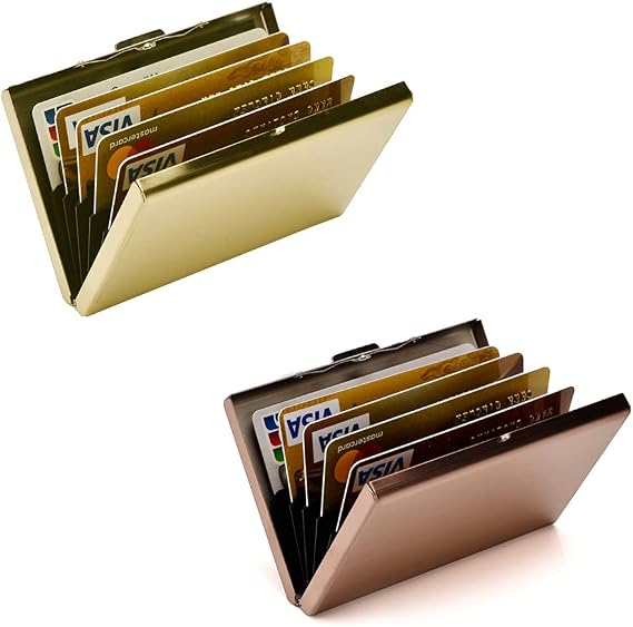 EASTNIGHTS (Bundle of 2 Sets) - RFID Credit Card Holder Protector Metal Credit Card Wallet Business Card Holder for Men Women
