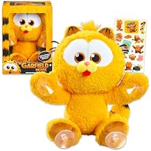 Garfield Car Accessory Window Cling - Bundle with 8" Figure with Suction Cup Window Clinger Plus Stickers | Garfield the Cat Car Decoration Accessories