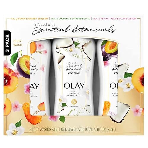 Olay Essential Botanicals Body Wash, Variety Pack, 23.6 Fluid Ounce Pack of 3