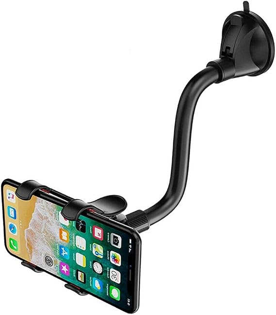 360 Car Windshield Mount Cradle Holder Stand for iPhone Mobile Cell Phone GPS Universal Long Shockproof Arm Dash Mount with Strong Suction Cup