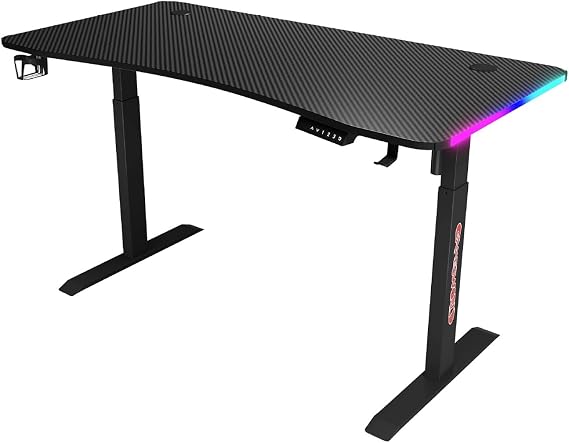 Standing Desk Adjustable Height with Lights, Adjustable Height Stand Up Desk Computer Workstation, Home Office Computer Desk with 3 Memory Function for Work and Gaming